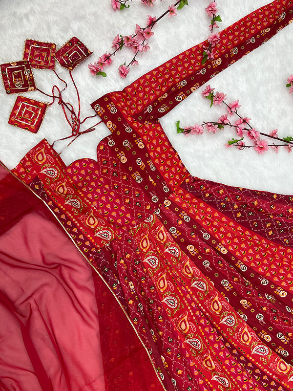 Magenta Red Anarkali Gown With Dupatta Set