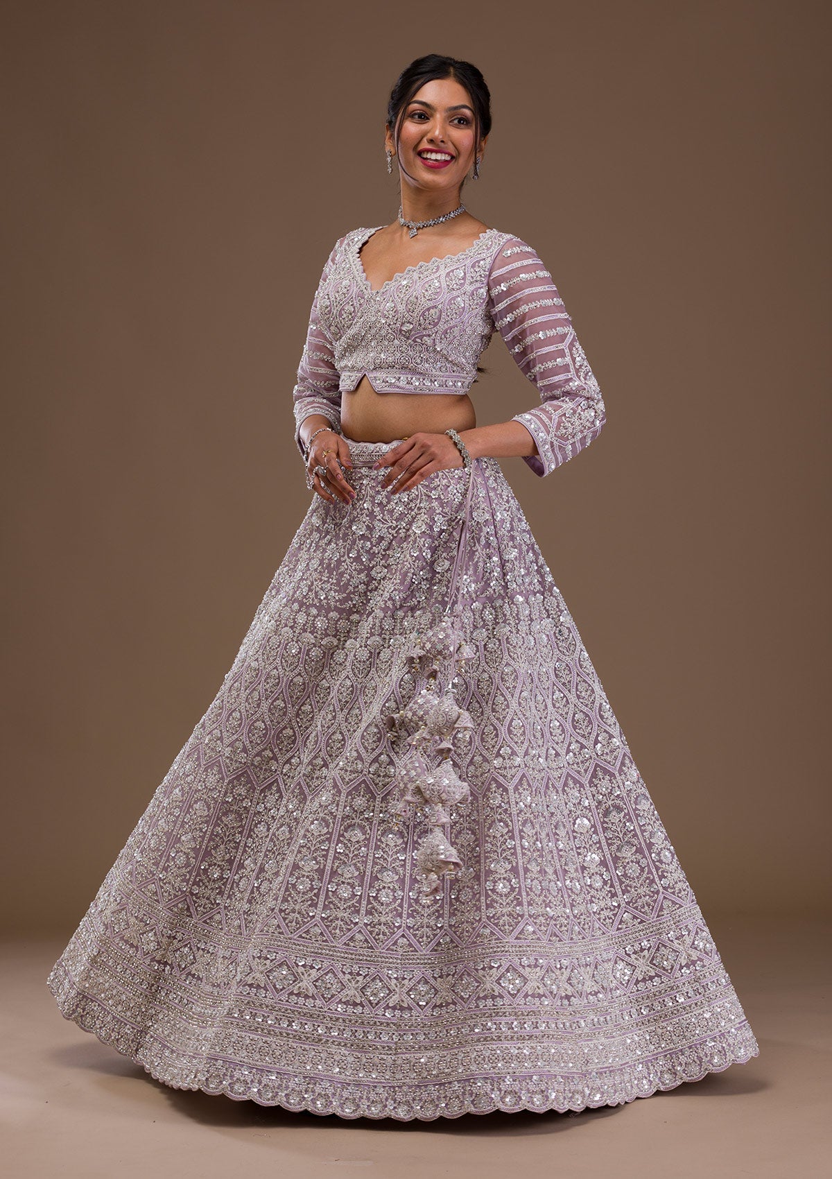 Pearlwork Net Readymade Lehenga