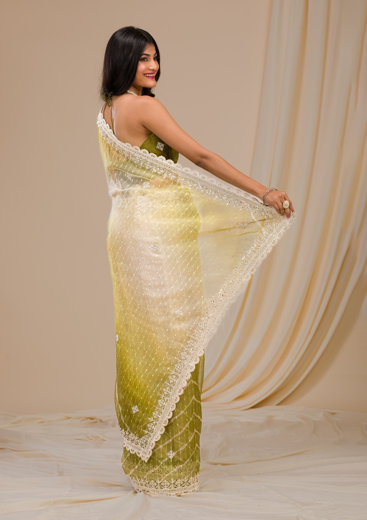 Mehendi Gotapatti Net Saree