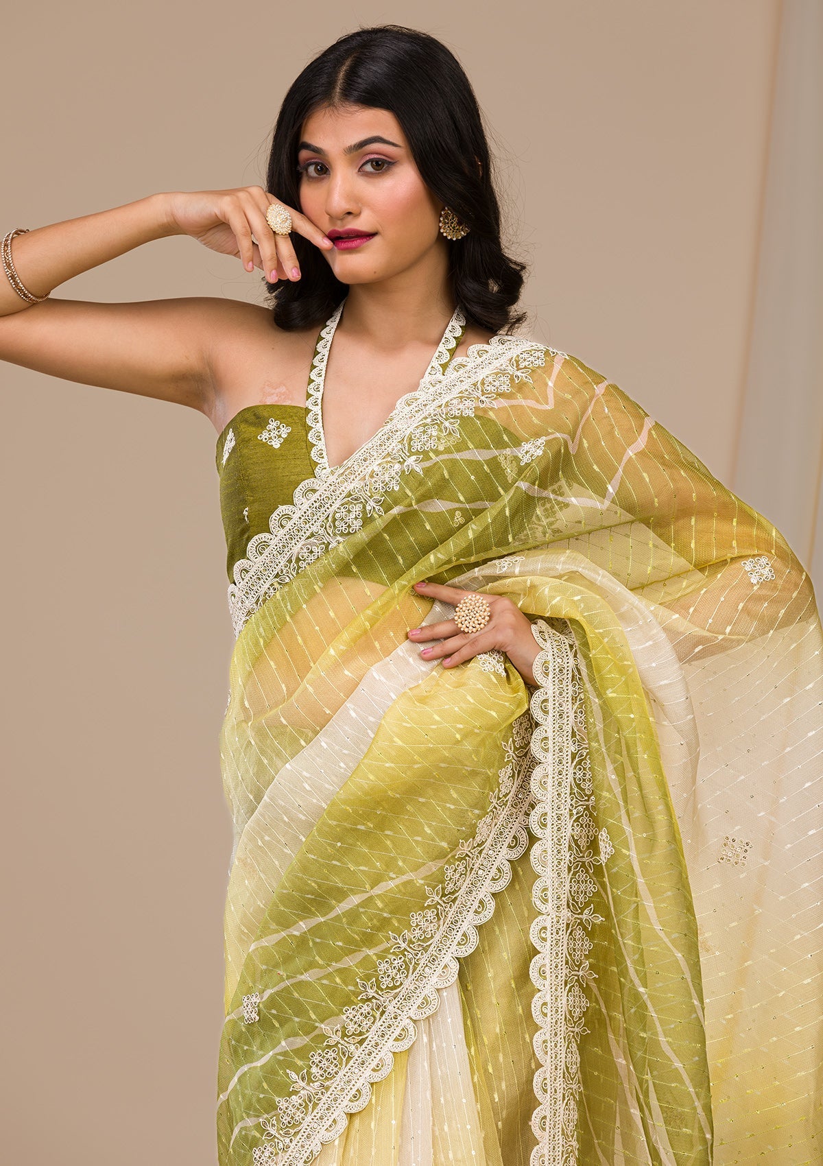 Mehendi Gotapatti Net Saree