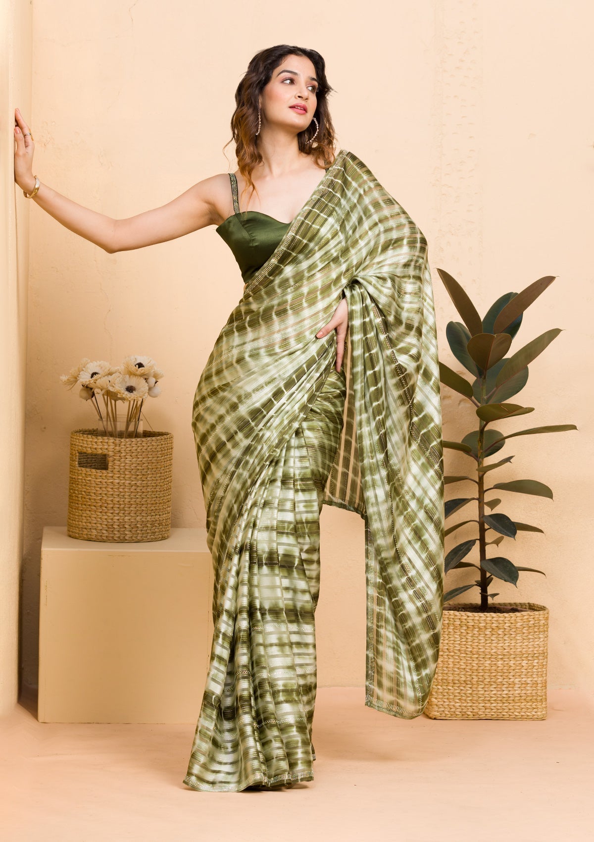 Mehendi Georgette Designer Saree