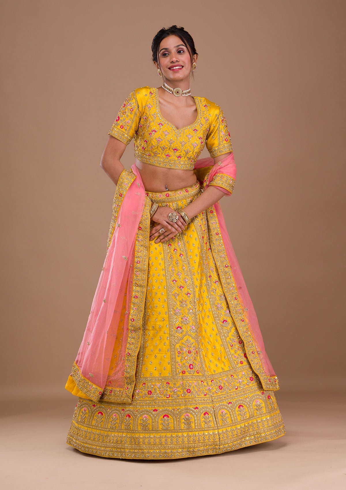 Zariwork Raw Silk Readymade Lehenga