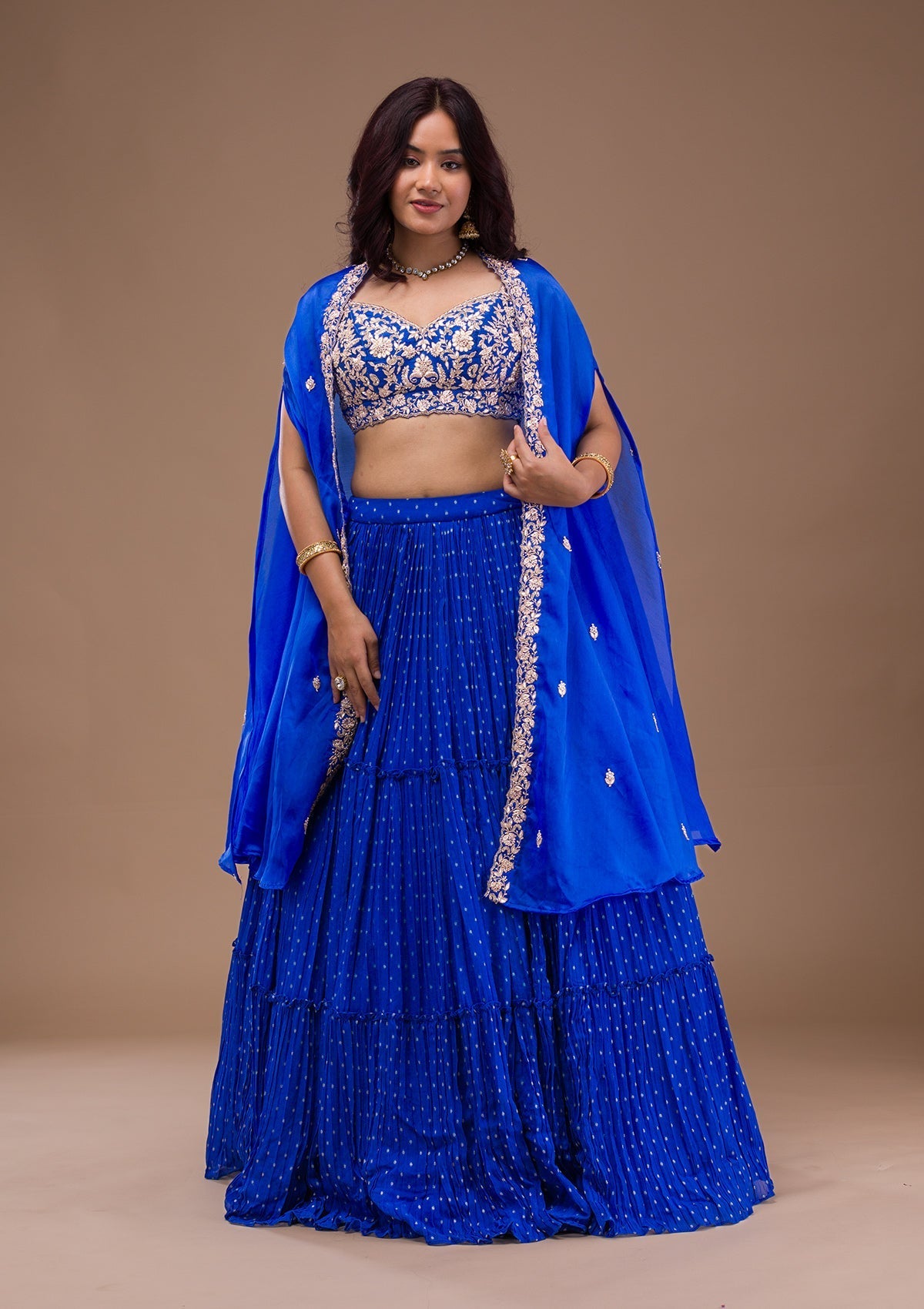 Royal Blue Zariwork Georgette Readymade Lehenga