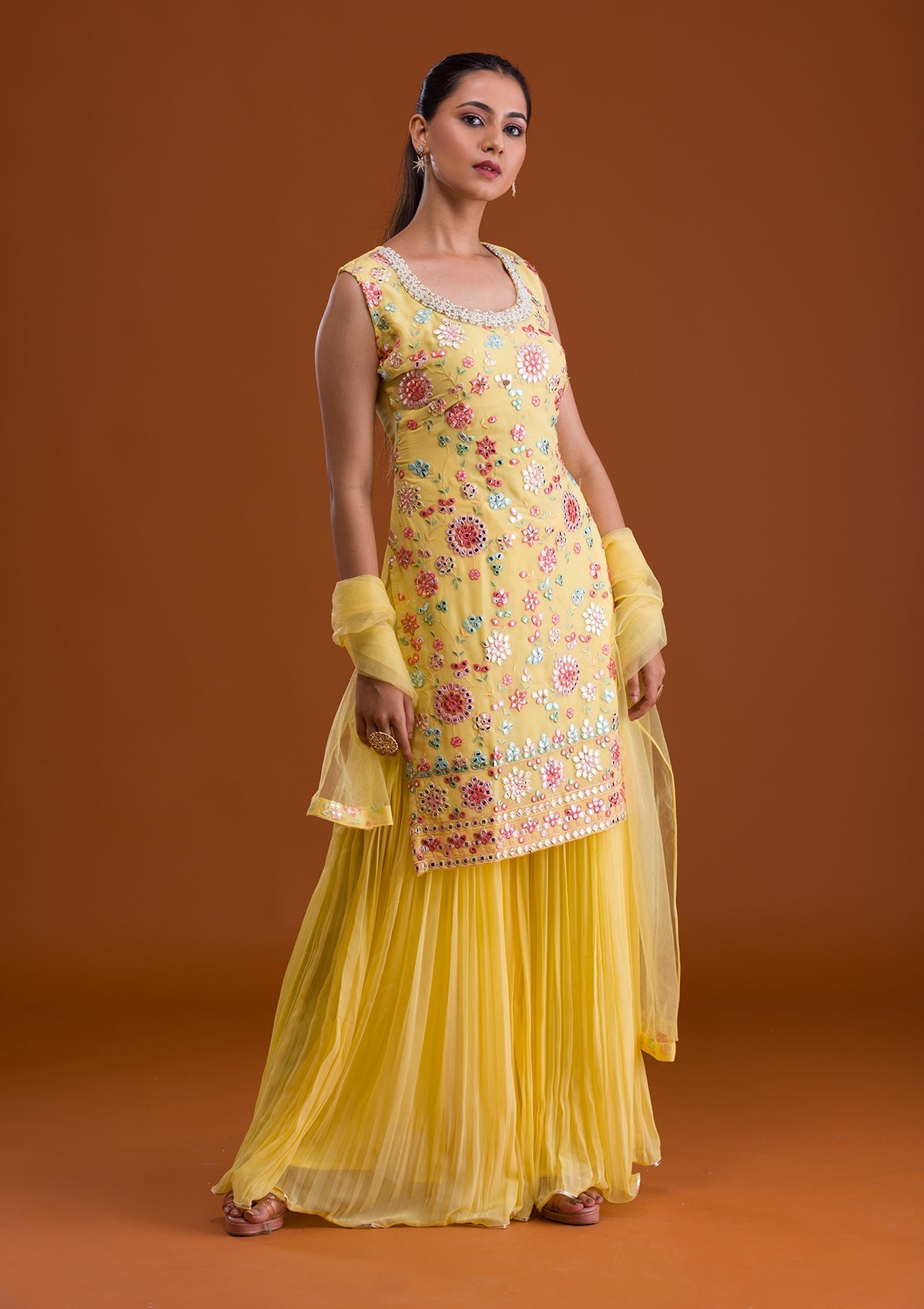 Yellow Gotapatti Georgette Designer Salwar Suit