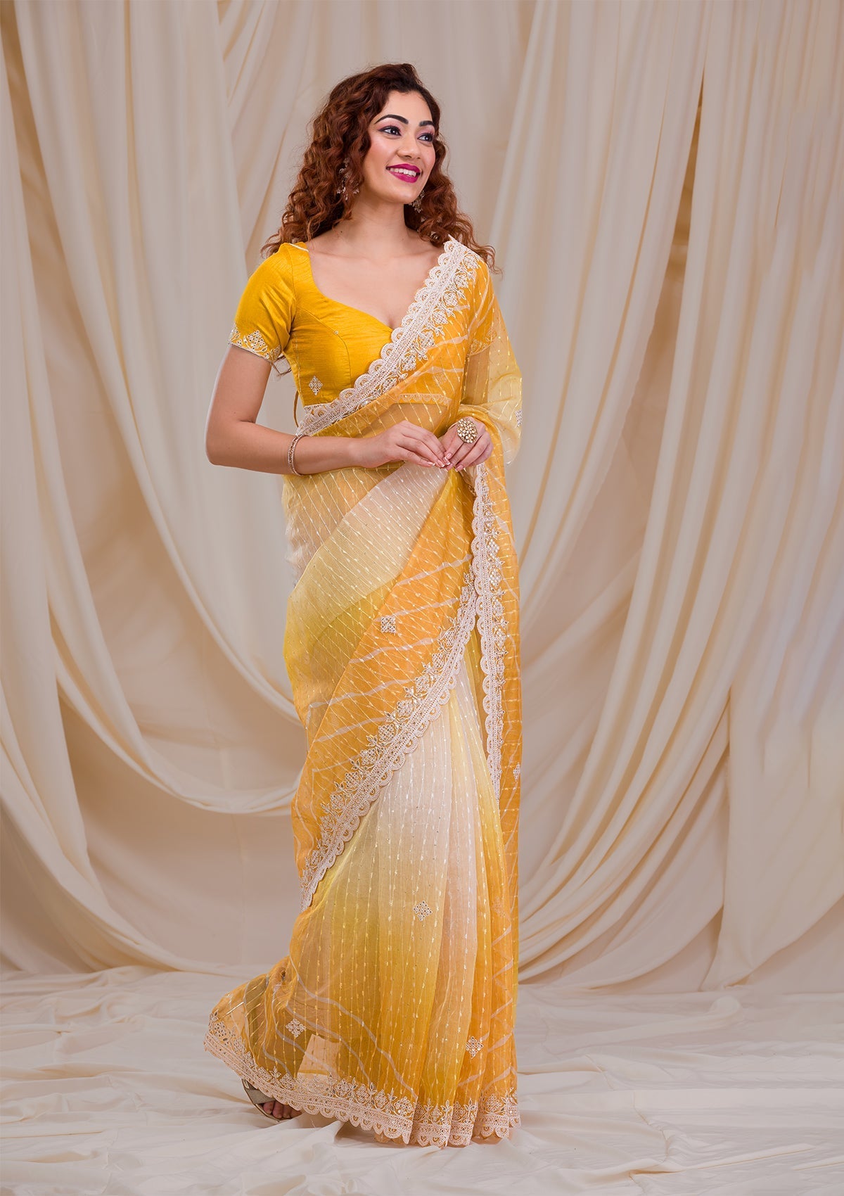 Mehendi Gotapatti Net Saree